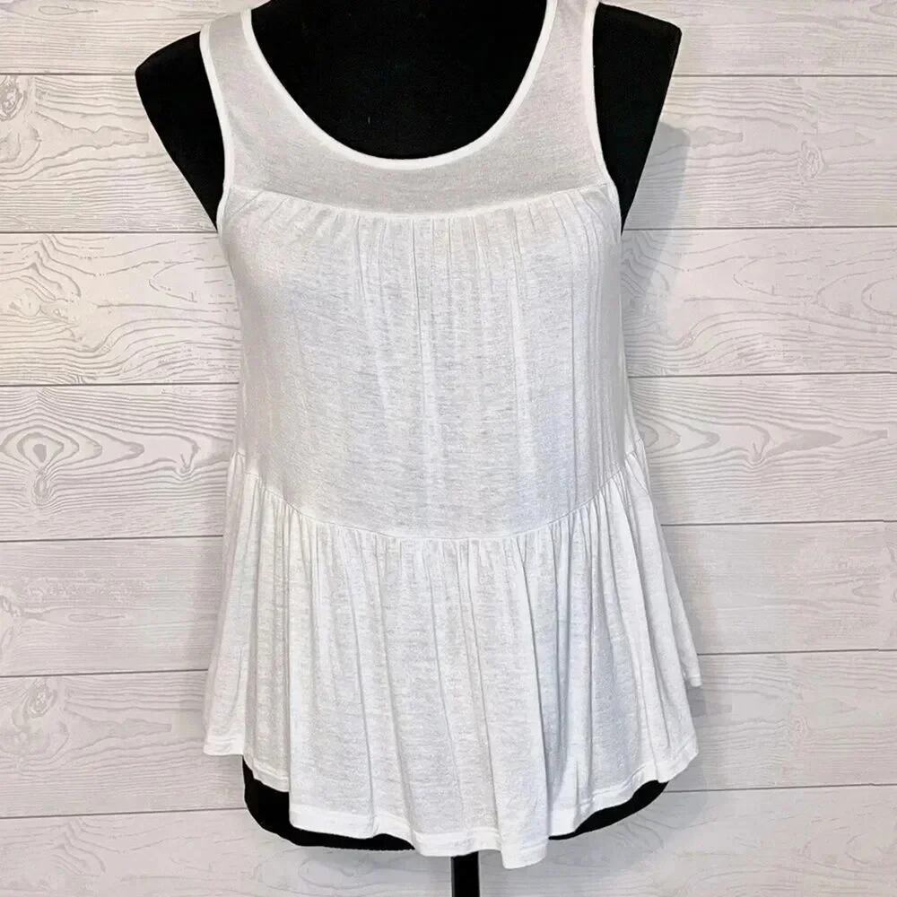 Freebird  white gathered layers tank top Size Small